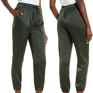 Socialite Black Satin Jogger Pants